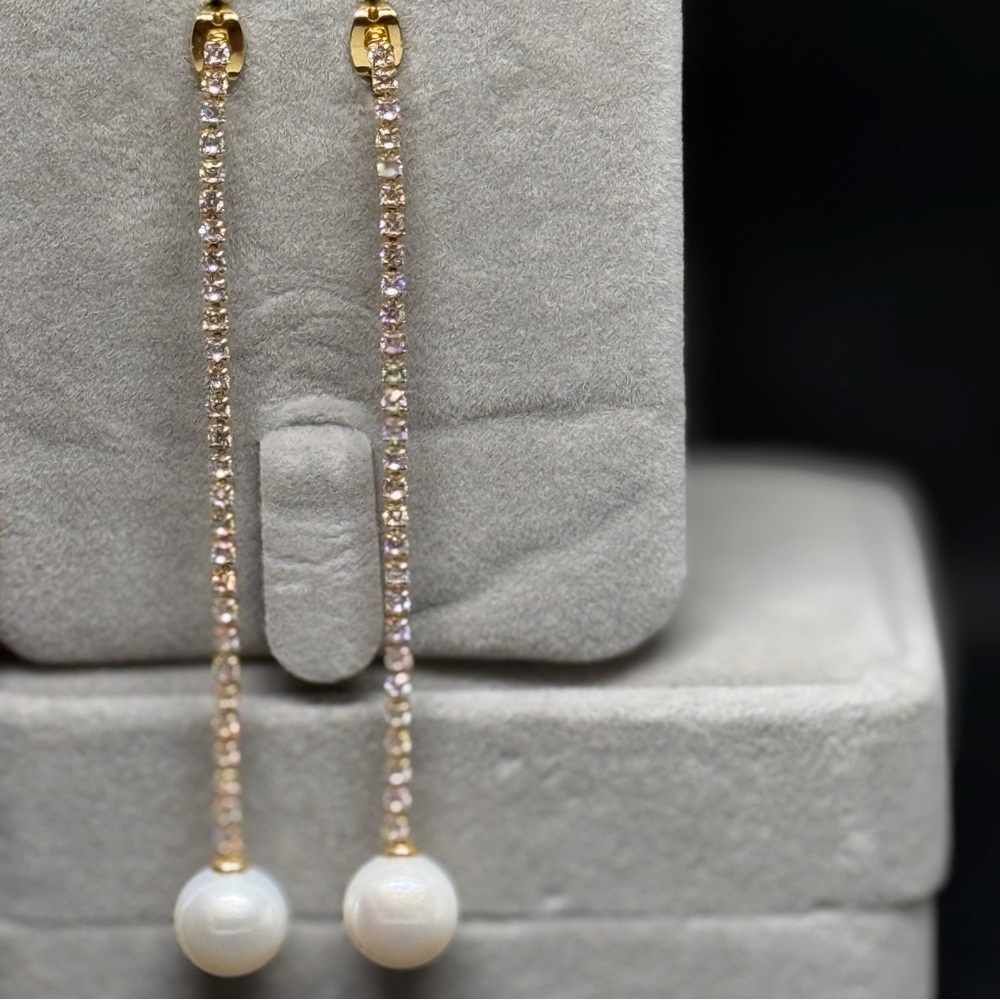 Elegant Gold and White Drop Earrings